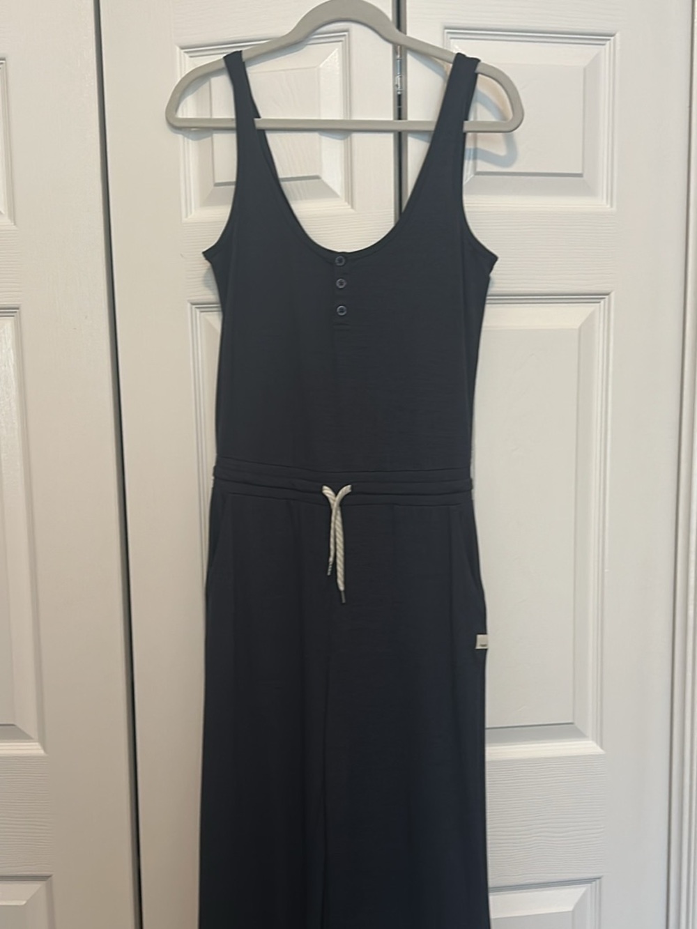 Vuori NavySleeveless Henley Jumpsuit